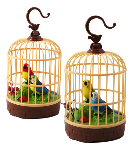 New Style Paquete De 2 Pájaros Cantores En Jaula Columpio