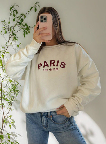 Buzo Nylon Over Frisa Bordado Mujer Paris