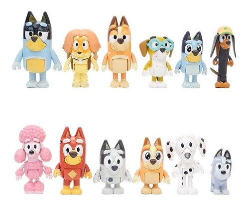 12 Figuras De Juguete Bluey Y Bingo 6-10 Cm (envio Gratis)