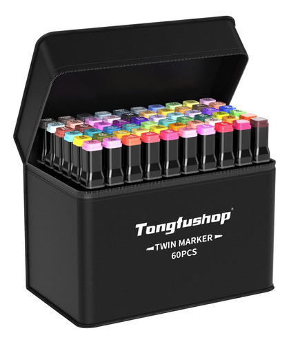 Tongfushop Marcadores Alcohol, 60+2 Colores Marcadores Doble