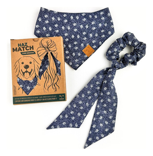 Mikhan Match Dúo Bandana Perro + Scrunchie Humano Texturas M