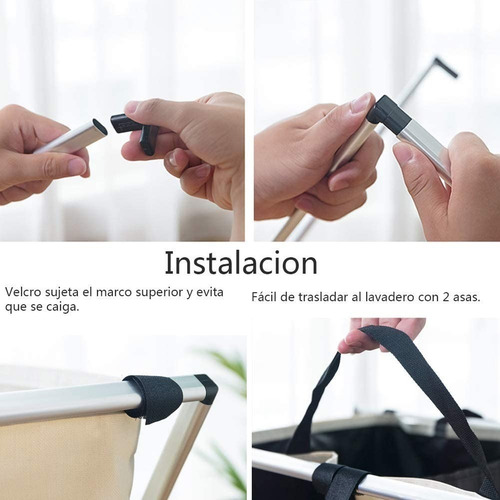 Cesta De Ropa Sucia 3 Compartimentos Plegable Multifunción