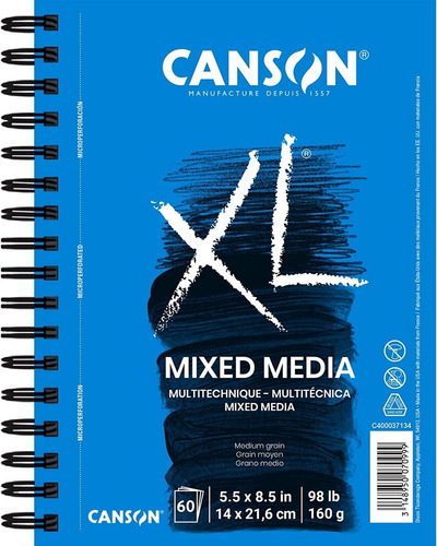 Sketchbook Canson Xl Mix Media 14x21.6 Cm 160 G 60 Hojas