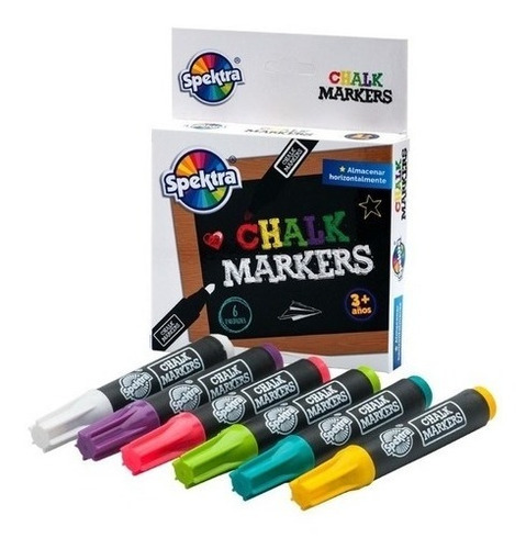 Marcadores Spektra De Tiza Lavables Chalk X 6 Unidades