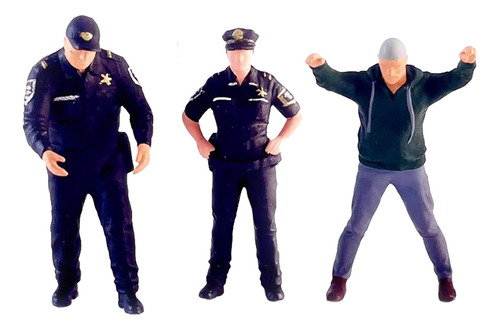 3 Uds 1/64 Figuras De Policías Y Ladrones Modelo Dioramas,