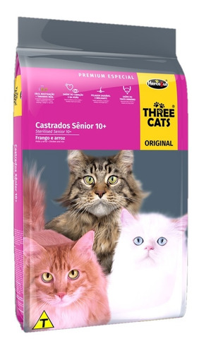 Ração Gatos Castrados Sênior Original Three Cats 10,1kg