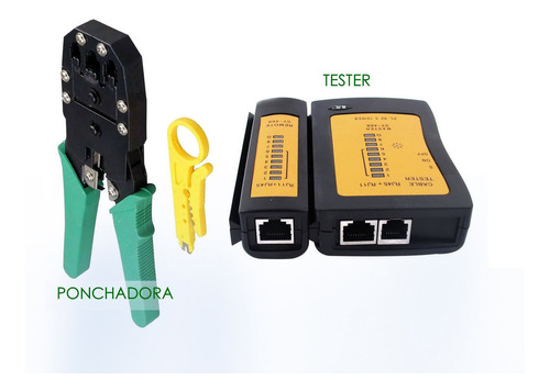 Kit Tester Rj45 + Ponchadora Rj45 