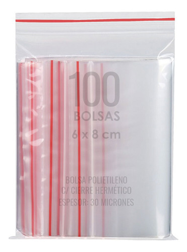 100 Bolsa Ziploc 6x8 Cm