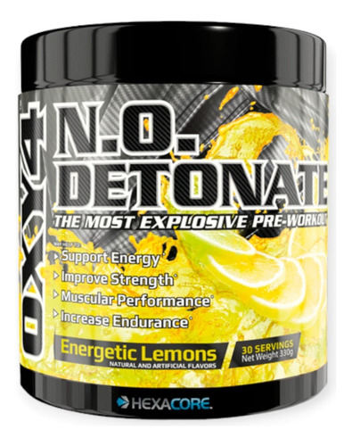 Pre- Entreno Oxy 4 N.o Detonate 330gr Limonada - Hexacore