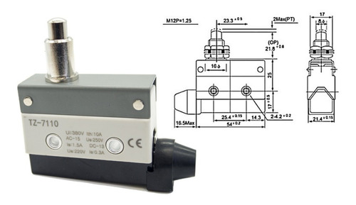 Switch De Limite Kavi Tz-7110 Boton Superior Metálico