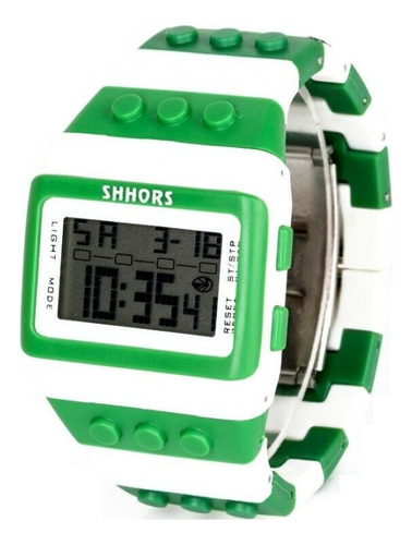 Reloj Digital Shhors Verde Y Blanco