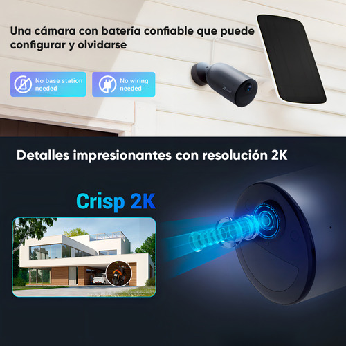 Câmera de segurança IP sem fio Ezviz com zero cabos Bateria recarregável com detecção humana e cores no escuro 2k - 3 megapixels + sirene e estroboscópio modelo CS-eb3