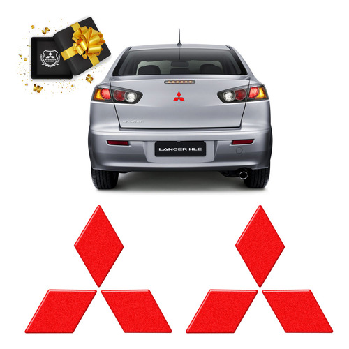 Emblemas Logo Lancer Mitsubishi Adesivo Resinado Refletivo