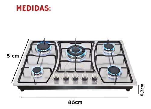 Cocina Encimera De 5 Platos Con Chispero Color Plateado