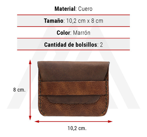 Imagen 7 de 10 de Tarjetero Monederos De Cuero Natural Hombre Mujer