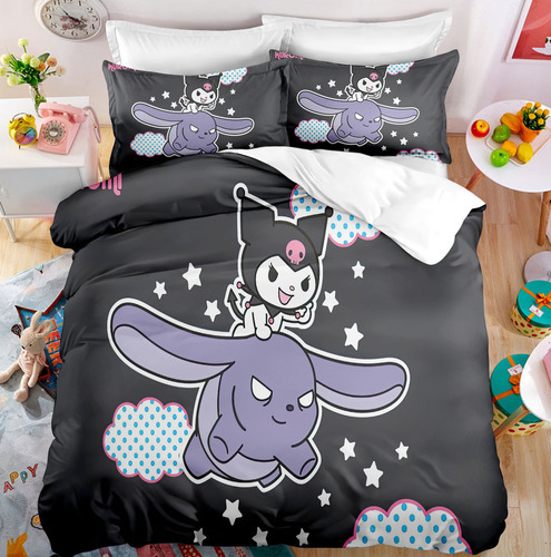 Kuromi Baku 3 Piezas Funda De Edredón Fundas De Almohada