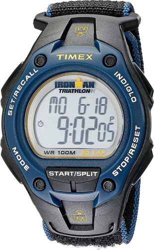 Relógio masculino Timex Ironman Classic T5k413, preto e azul