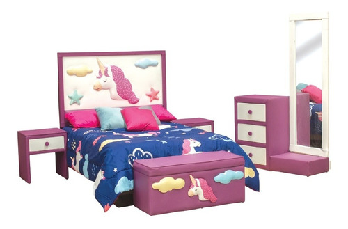 Recamara 5 Piezas Unicornio Rosa Këssa Muebles