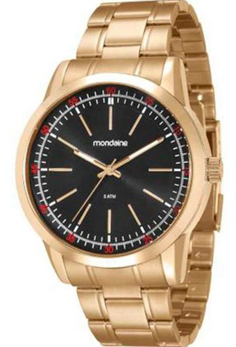 Kit Relógio Mondaine Masculino Com Pulseira 94985gpmvde2k3 Cor da correia Dourado Cor do bisel Dourado Cor do fundo Preto