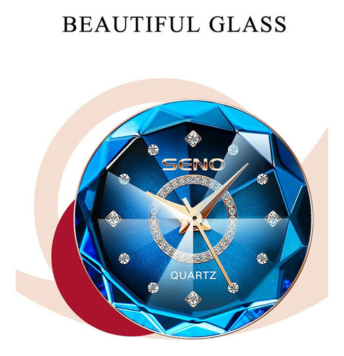 Reloj pulsera Seno S042 con correa de acero inoxidable fondo azul