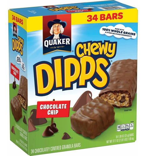 Barras De Granola Quaker Chewy Dipps, Chispas De Chocolate (