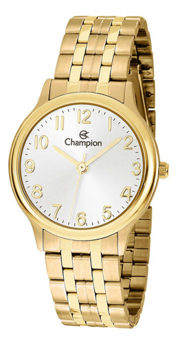 Relógio De Pulso Champion Ch24820h Com Corpo Dourado,  Analógico, Para Feminino, Com Correia De Aço Inoxidável Cor Dourado