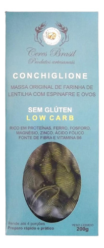 Kit 3x: Conchiglione Lentilha/espinafre S/ Glúten Ceres 200g