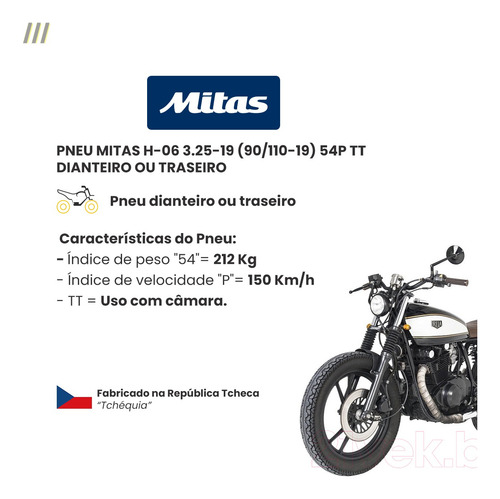 Pneu Moto 3.25-19 90/110-19 54p Mitas H-06 Tt