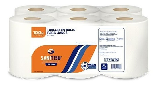 Toalla Secante P/ Manos En Rollo Horecli 100 Mts  1x6 Unds