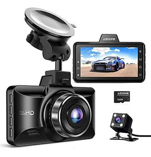 Azdome Dual Dash Cam Delantera Y Trasera, 3 Pulgadas 2.5d Ip