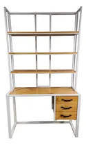 Comprar Escritorio Industrial Con Repisa Biblioteca Libros 110x40