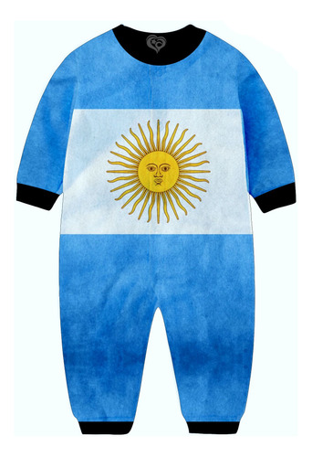 Macacão Pijama Bandeira Argentina Infantil Criança Moletom