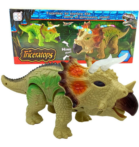 Dinosaurio Triceratops Rex Camina Ruge Luces Pila Sonidos