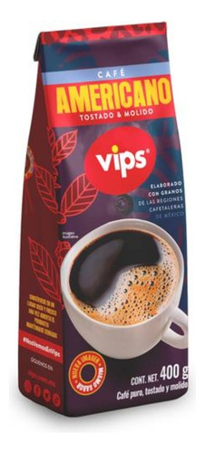 Café Tradicional Tostado Y Molido Vips 400 Gramos Americano