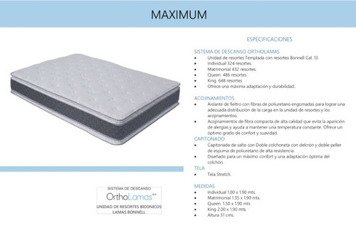 Colchon Maximum Matrimonial - Gris Y Blanco Këssa Muebles