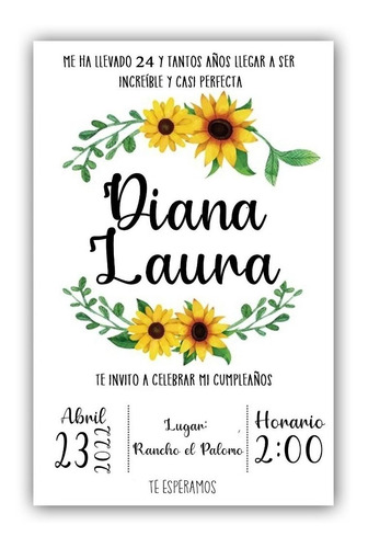 Invitación Digital De Girasoles