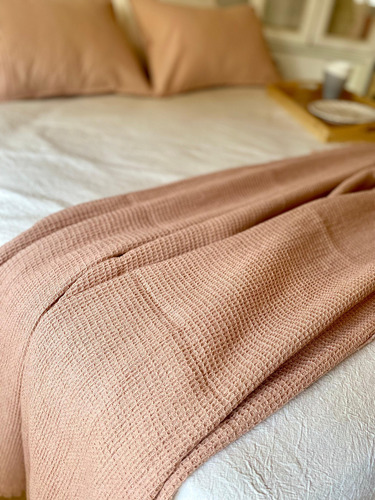 Manta Waffle 100x260 Cm Pie De Cama Manta De Sillón Color Rosa Viejo