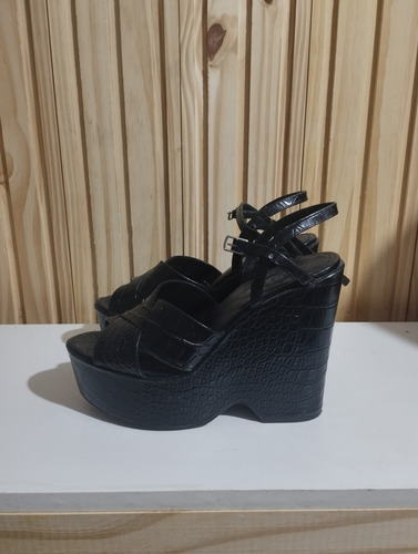 Zapatos Plataforma De Cuero Paruolo Dama Mujer (Usado)