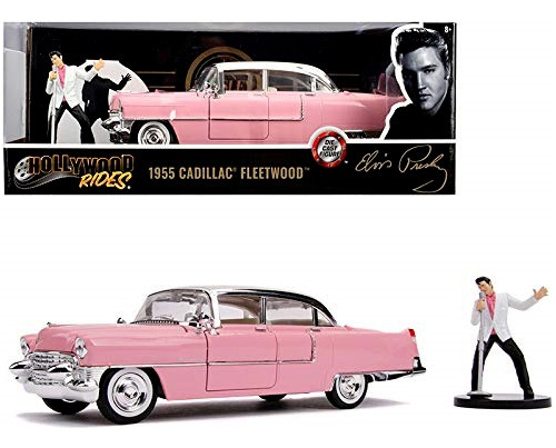 Cadillac Rosa Fleetwood 1955 Con Figura De Elvis 1:24