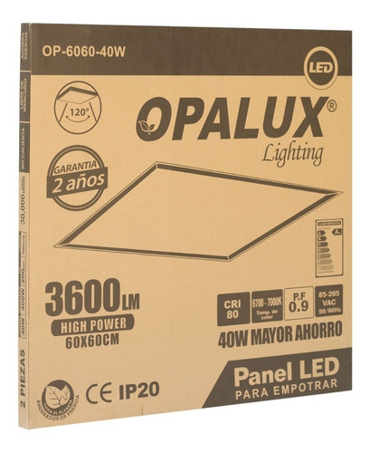 Panel Led 60×60 40w Op-6060-40w Opalux (par)