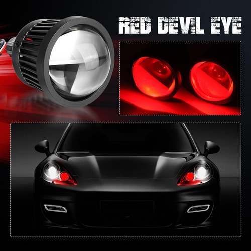 2.5 Inch Led Projector Len High Beam Fog Light Red Devil Eye