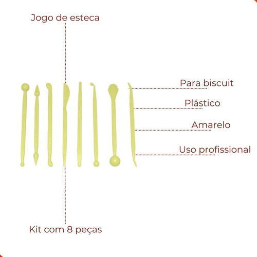 Jogo De Estecas Plasticas Para Biscuit Bluestar Com 08 Peças