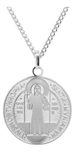 Collar Y Medalla En Plata .925 Zab, Diseño San Benito   