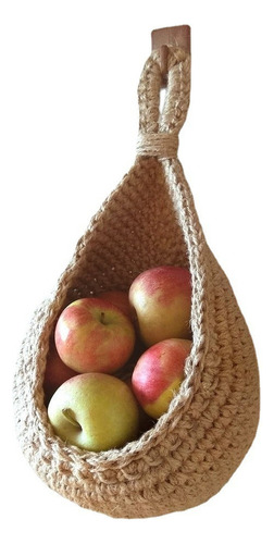 Cesta Colgante De Pared Boho Tejida A Mano Para Colgar Fruta