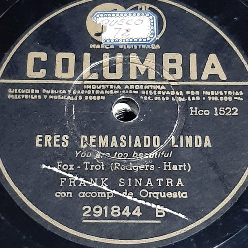 Pasta Frank Sinatra Acomp Orquesta Columbia C218