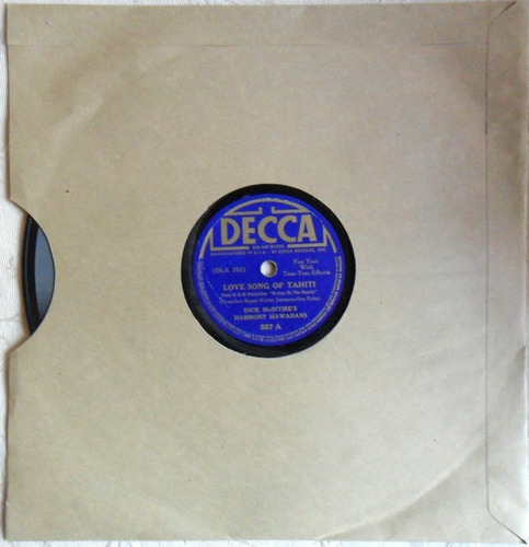 Disco Pasta 78 Rpm. Dick Mcintire's Harmony Hawaiians