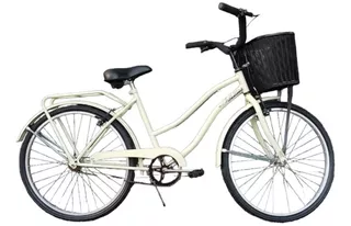 Bicicleta playera femenina Le Bike Classic Playera Full R26 freno v-brakes color beige con pie de apoyo