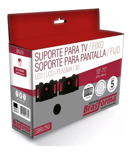 Suporte Tv Fixo Led Lcd Plasma 3d 10 A 71 Polegadas Sbru750