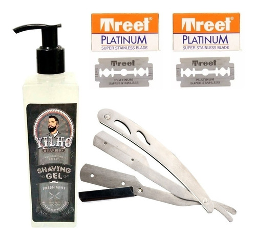 Navaja Afeitar + Shaving Gel Barbear + 20 Hojas Filos Treet