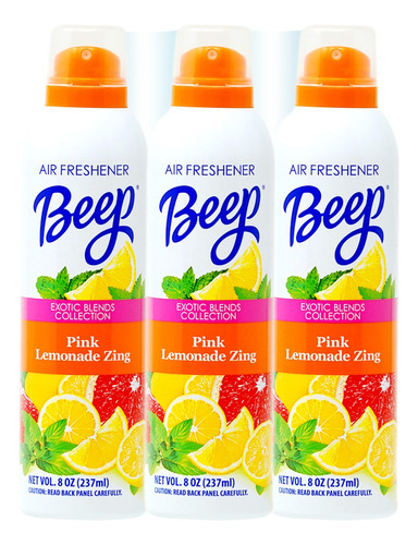 Beep 3pack Aromatizante Ambiental En Aerosol Limonada Rosa